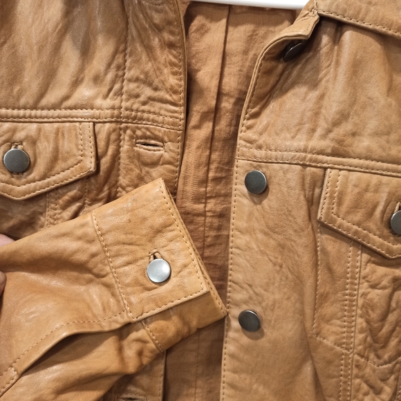 LUCKY BRAND women's Leather Trucker Jacket. SZ XS - Picture 7 of 16